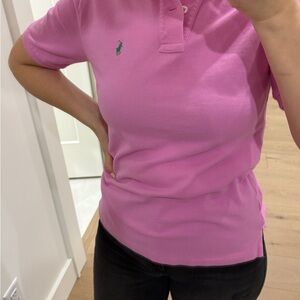 Pink Polo Shirt with Embroidered Logo